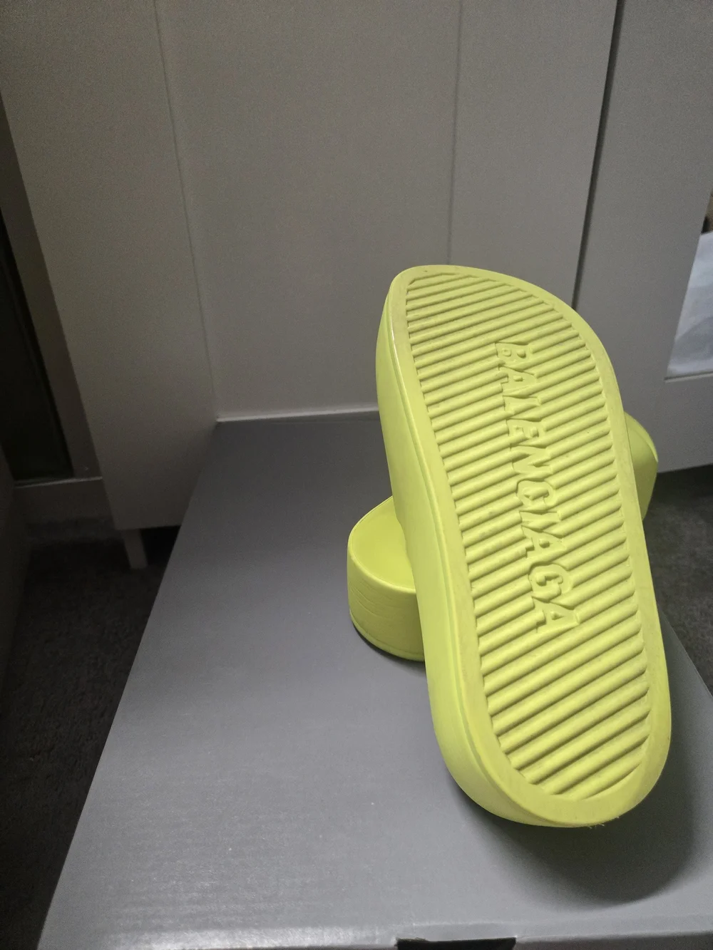 Balenciaga Neon Yellow Platform Slide Sandals